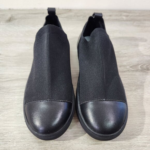 Black Slip-On Sneakers Leather Toe Cap By Ruby Label EU Size 37 US Size 7 - Picture 2 of 11